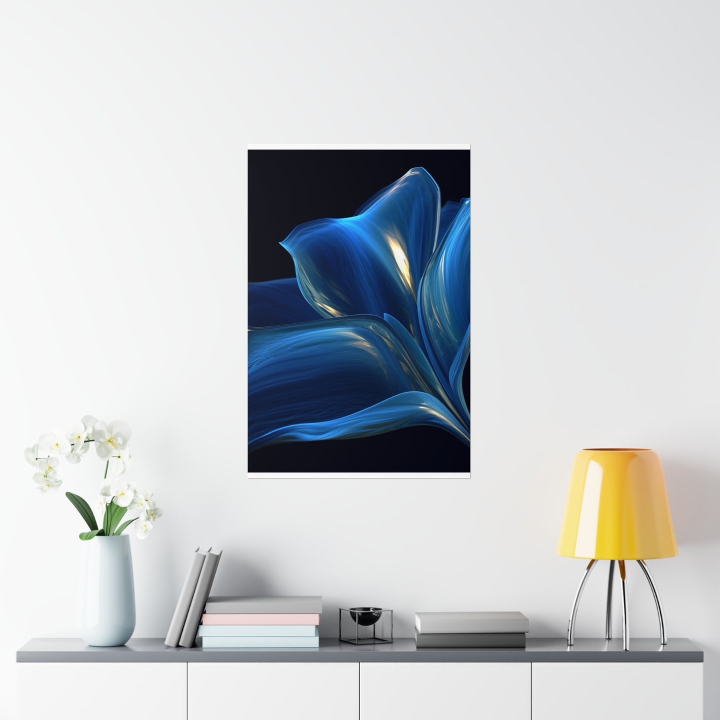 Premium Matte Vertical Posters Abstract Blue Tulip 1