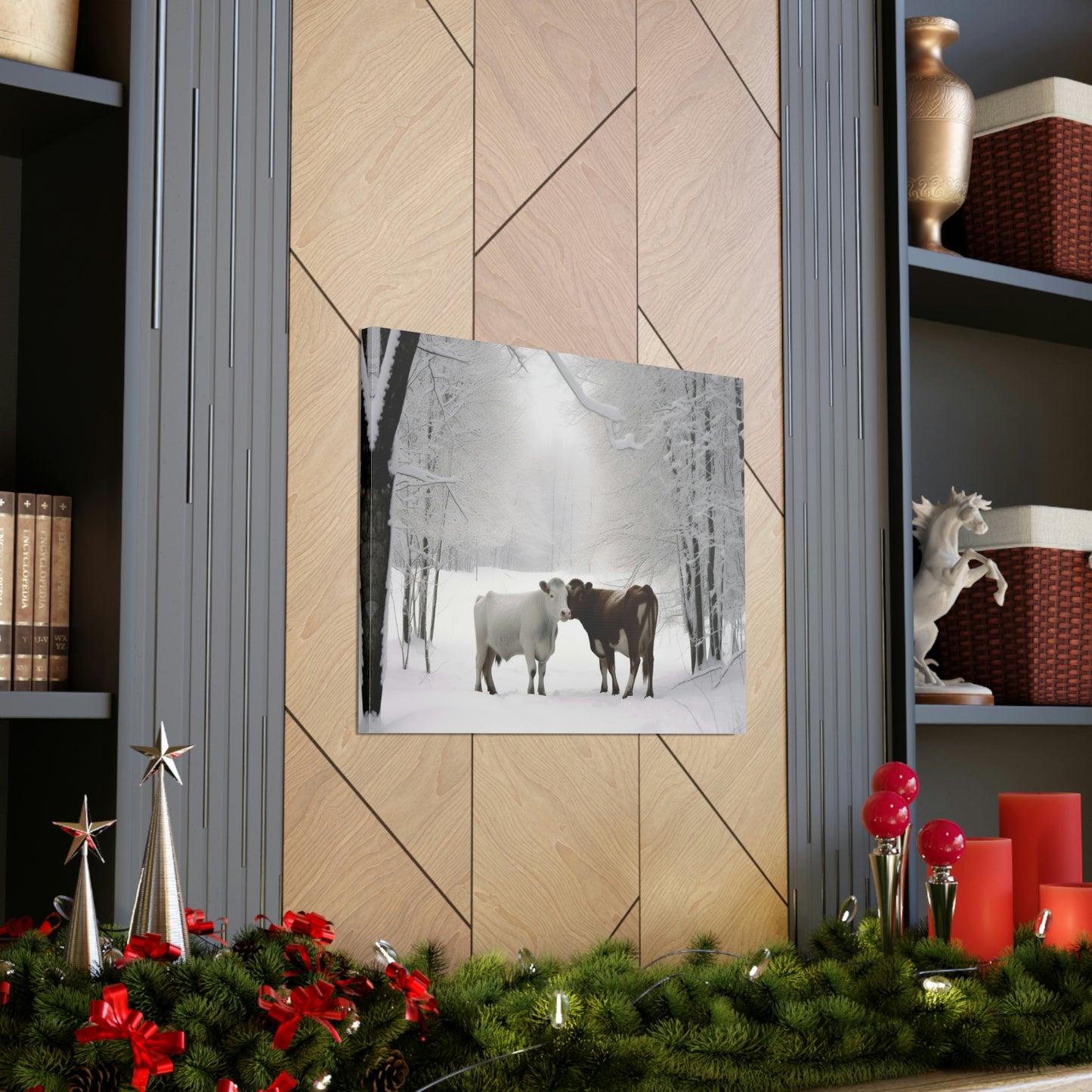 Canvas Gallery Wraps Long Haired Cow snow 4