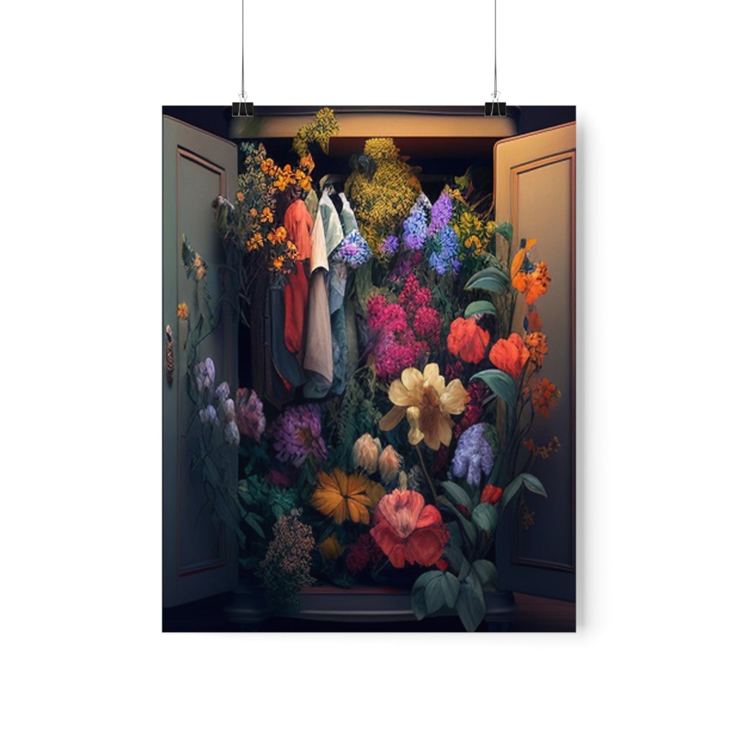 Premium Matte Vertical Posters A Wardrobe Surrounded by Flowers 4