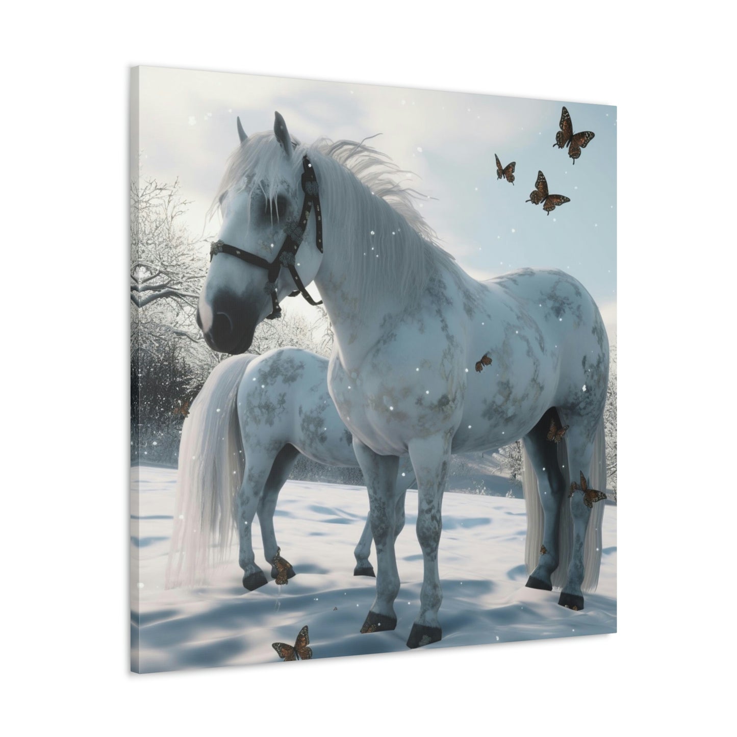 Canvas Gallery Wraps Butterfly Snow Horses 1