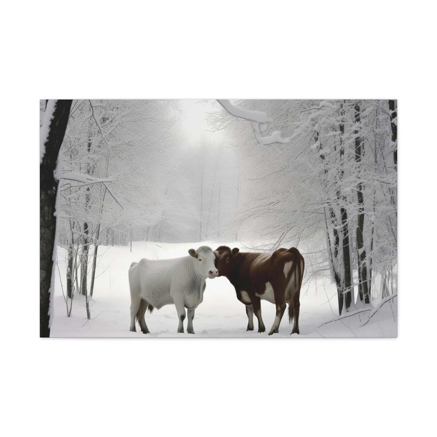 Canvas Gallery Wraps Long Haired Cow snow 4