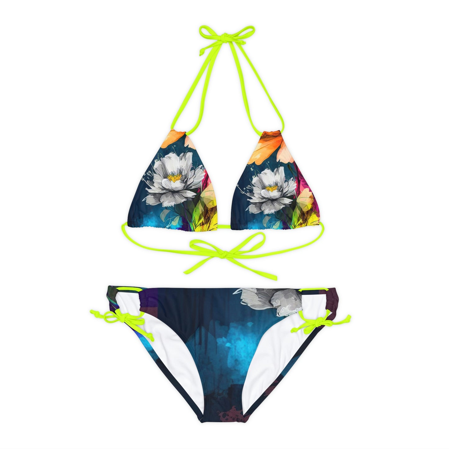 Strappy Bikini Set (AOP) Bright Spring Flowers 4