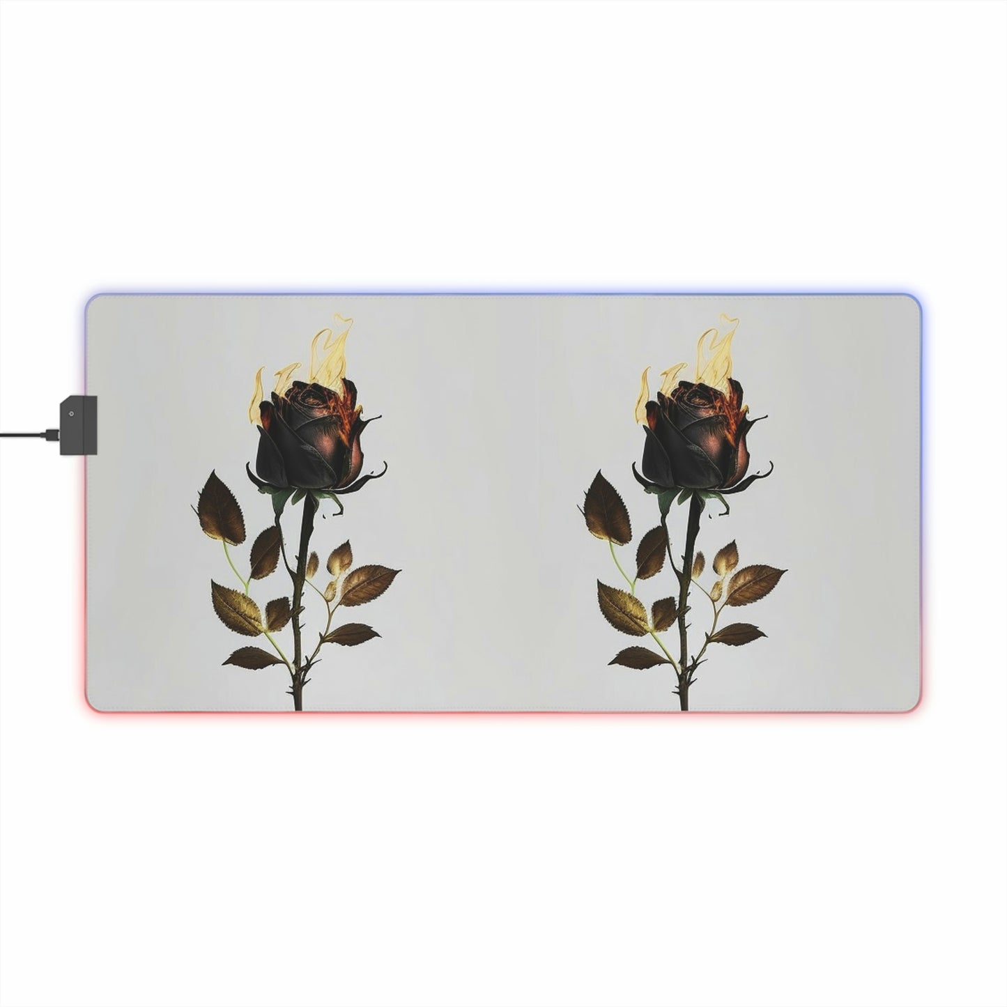 LED Gaming Mouse Pad Black Fire Rose 4