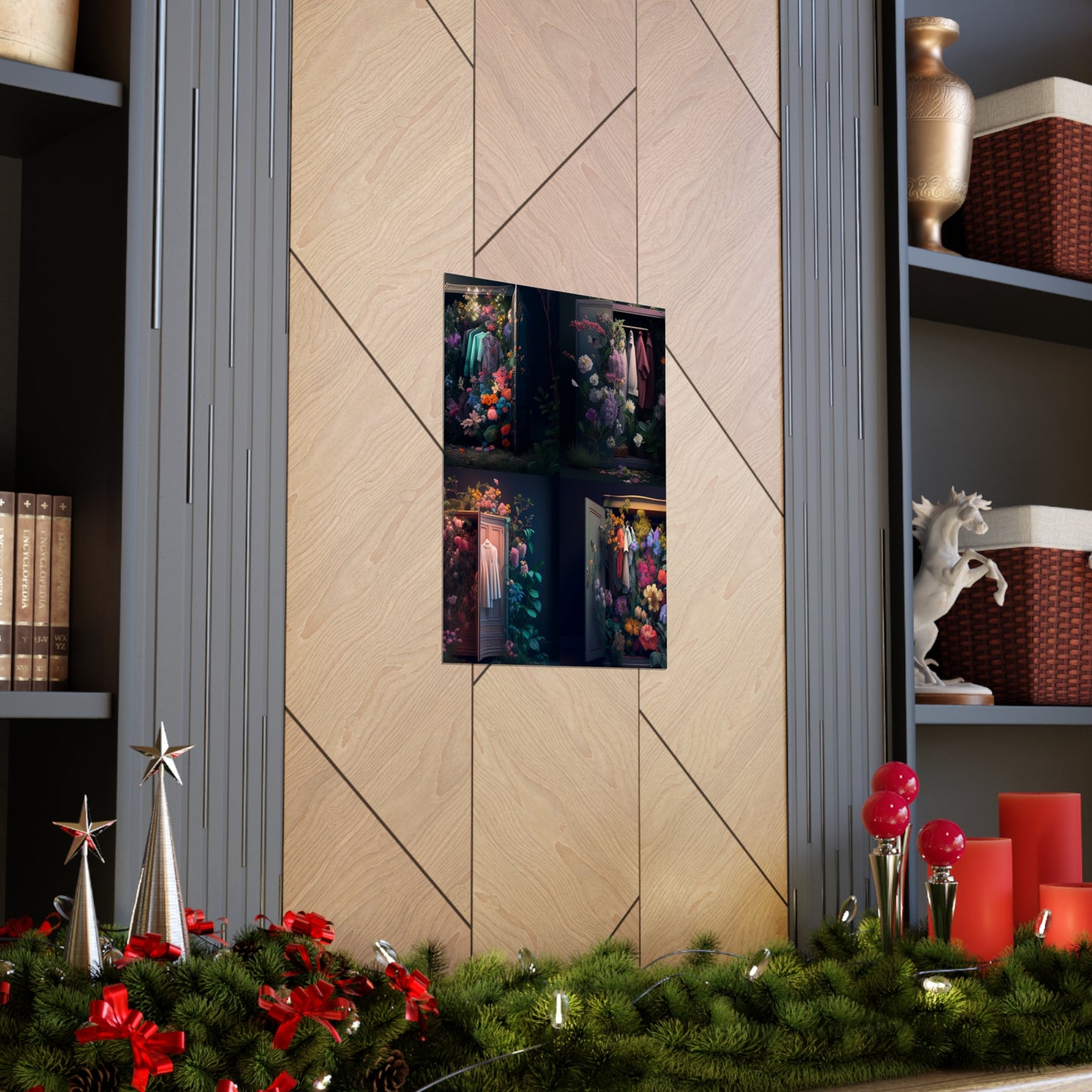 Premium Matte Vertical Posters A Wardrobe Surrounded by Flowers 5