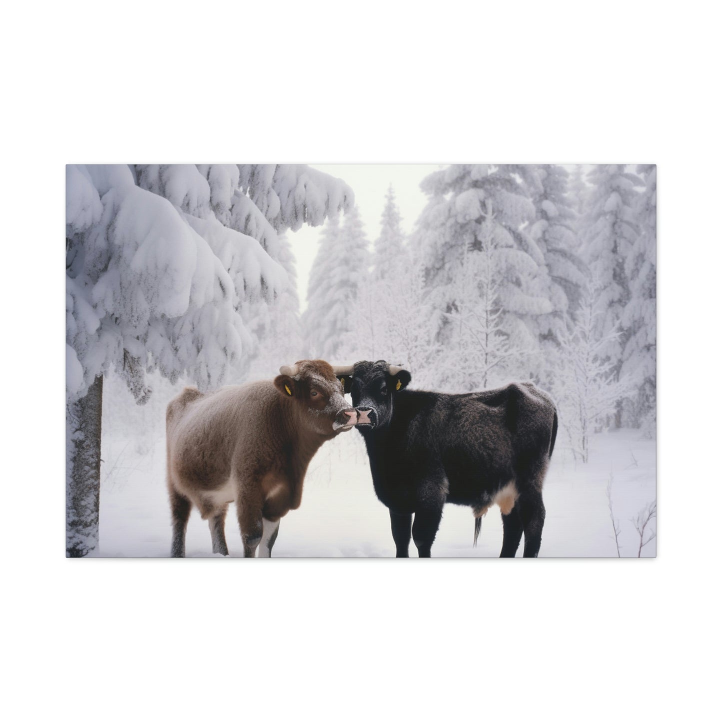 Canvas Gallery Wraps Long Haired Cow snow 3