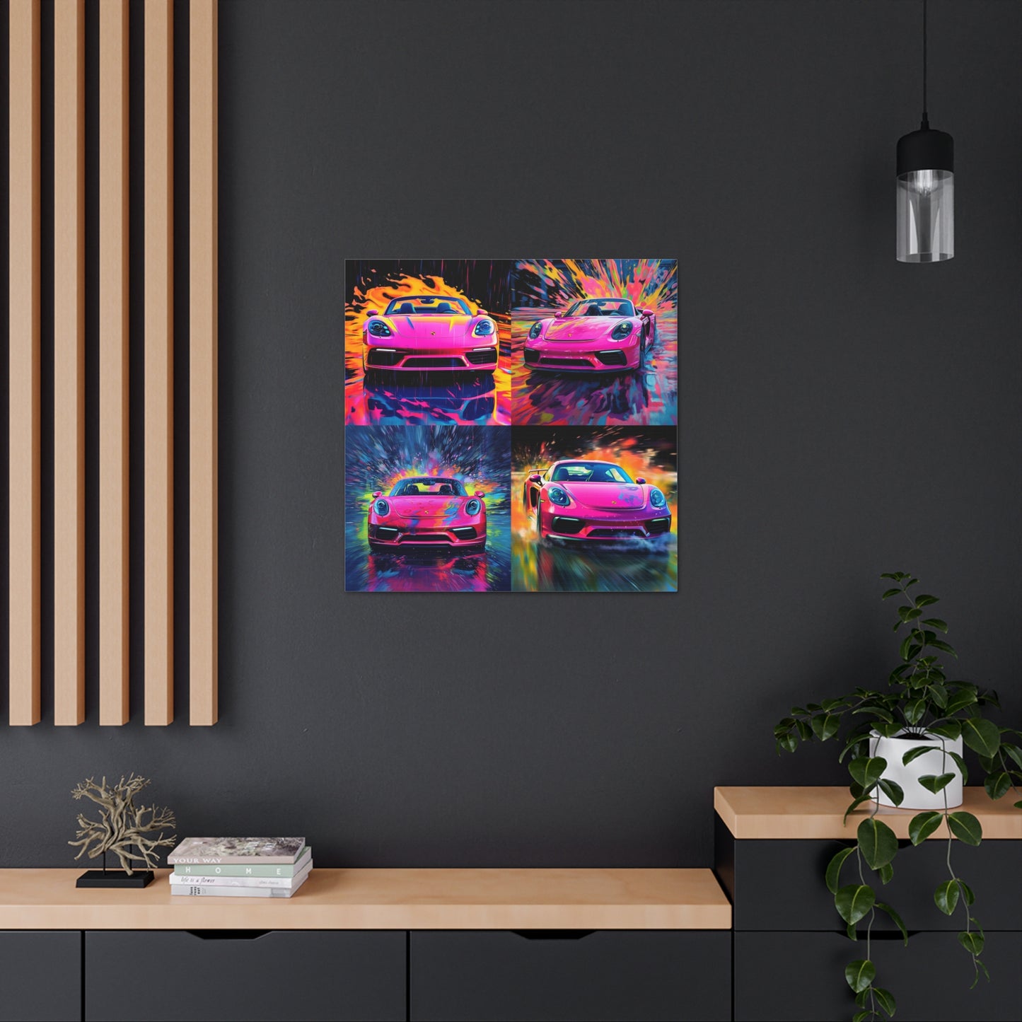 Canvas Gallery Wraps Pink Porsche water fusion 4 pack