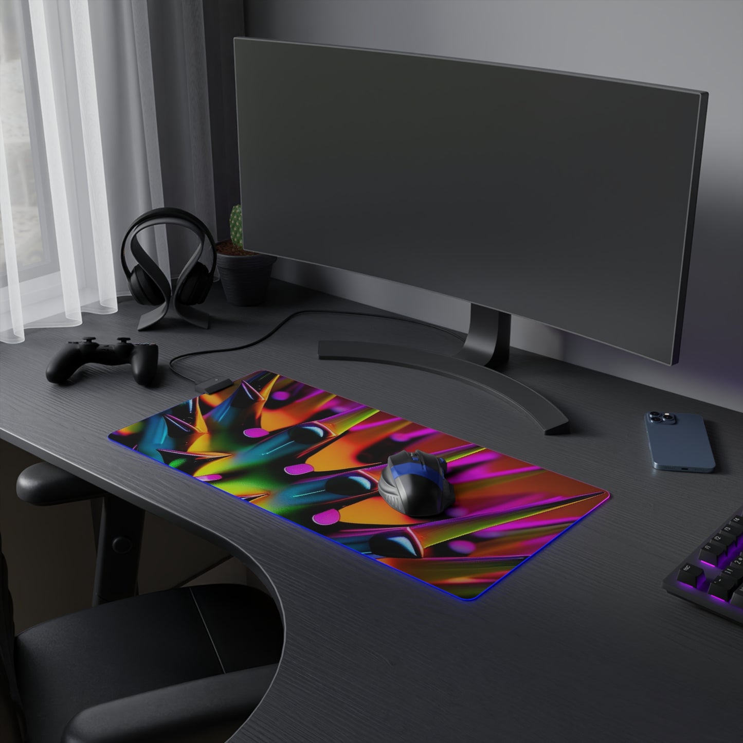 LED Gaming Mouse Pad Macro Neon Spike 1