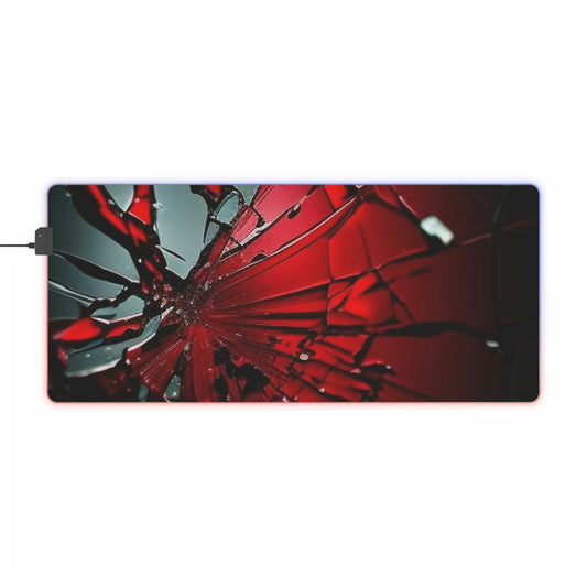 LED Gaming Mouse Pad Cracked Red Glass 3