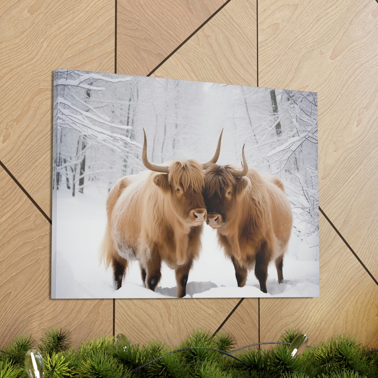 Canvas Gallery Wraps Long Haired Cow snow 1