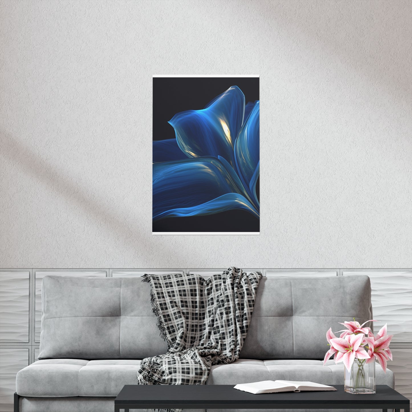 Premium Matte Vertical Posters Abstract Blue Tulip 1