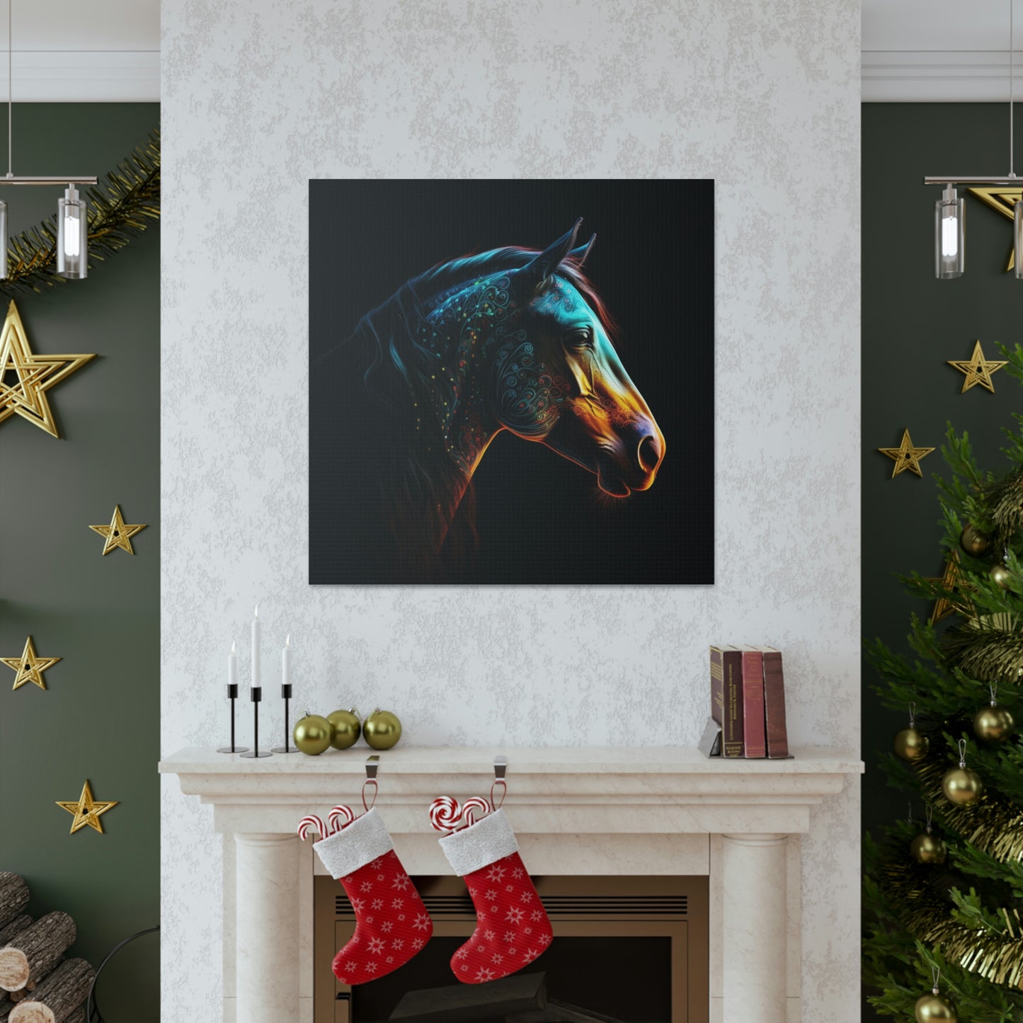 Canvas Gallery Wraps Neon Horses 1