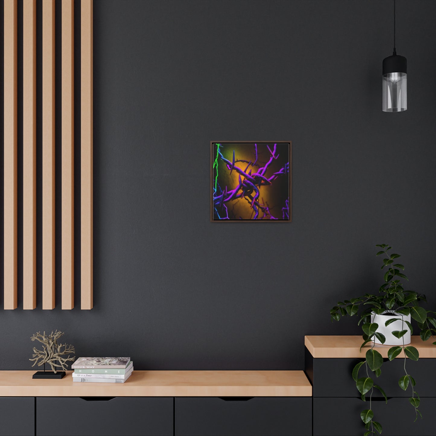 Gallery Canvas Wraps, Square Frame Macro Neon Barb 1