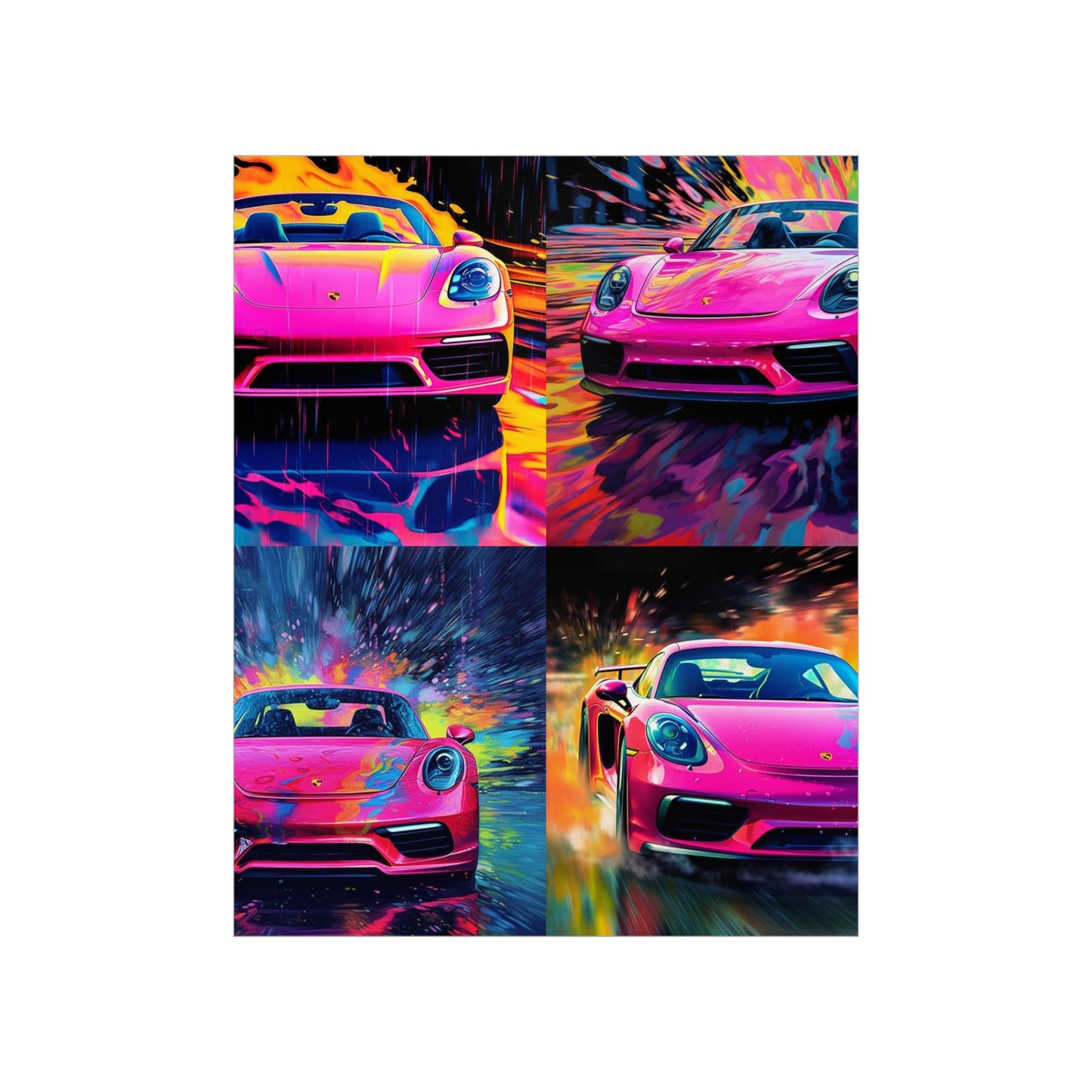 Premium Matte Vertical Posters Pink Porsche water fusion 5