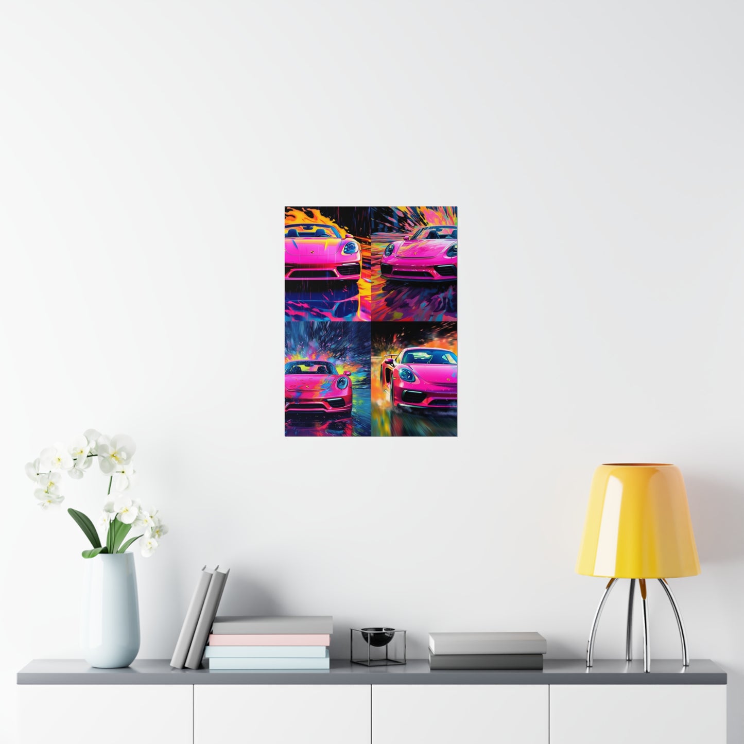 Premium Matte Vertical Posters Pink Porsche water fusion 5