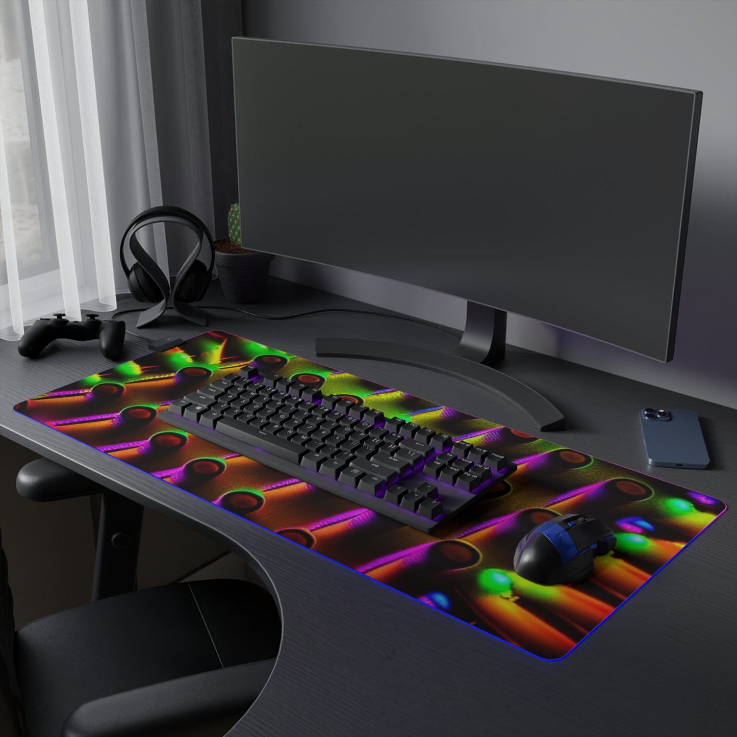 LED Gaming Mouse Pad Macro Cactus neon square 1