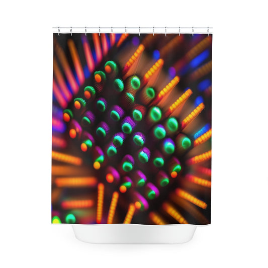 Polyester Shower Curtain Macro Cactus neon square 3