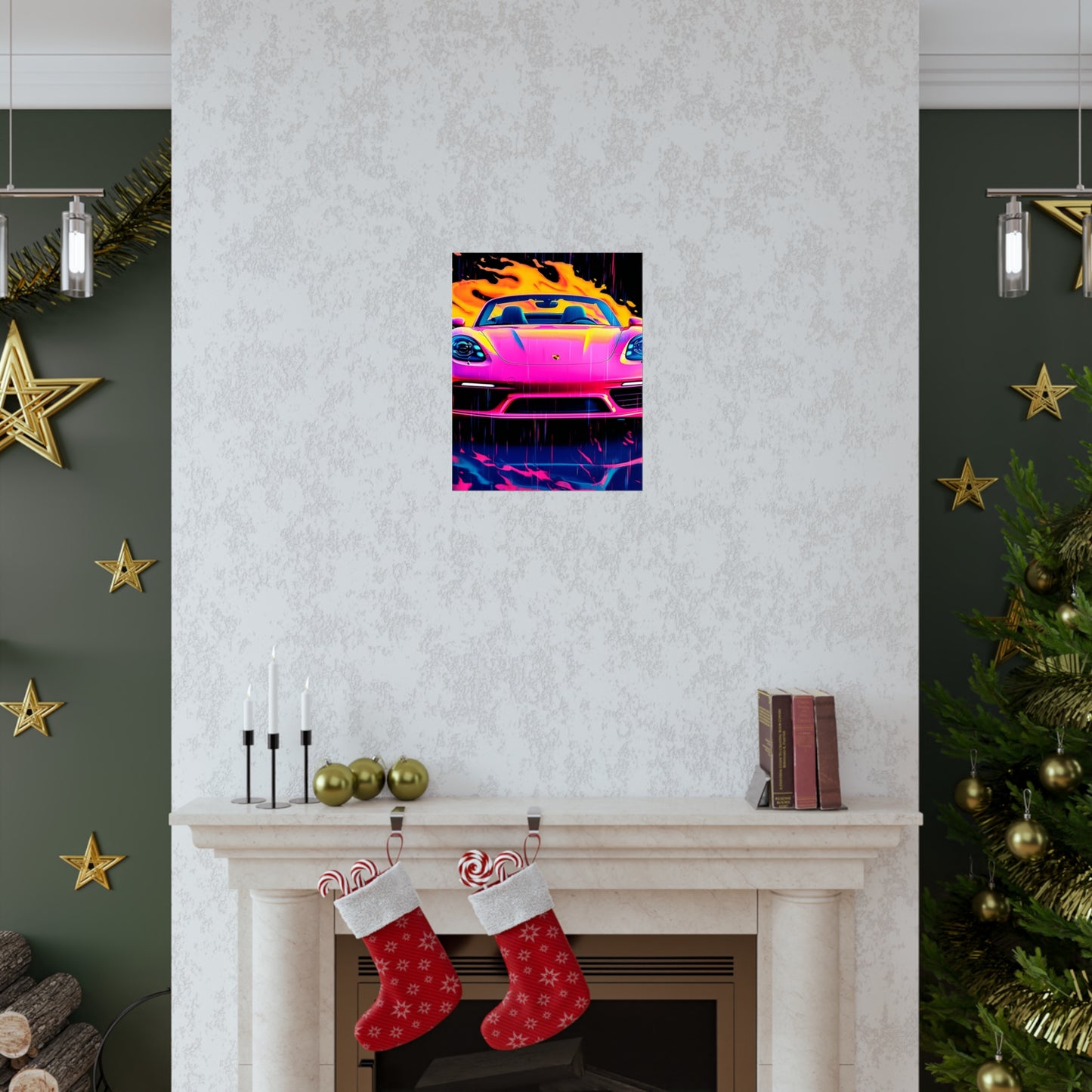 Premium Matte Vertical Posters Pink Porsche water fusion 1