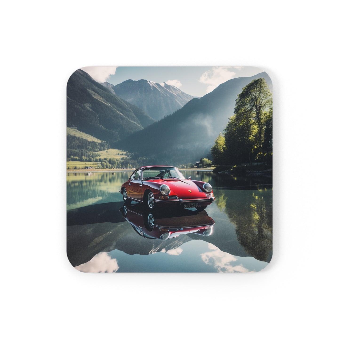 Corkwood Coaster Set Porsche Lake 3