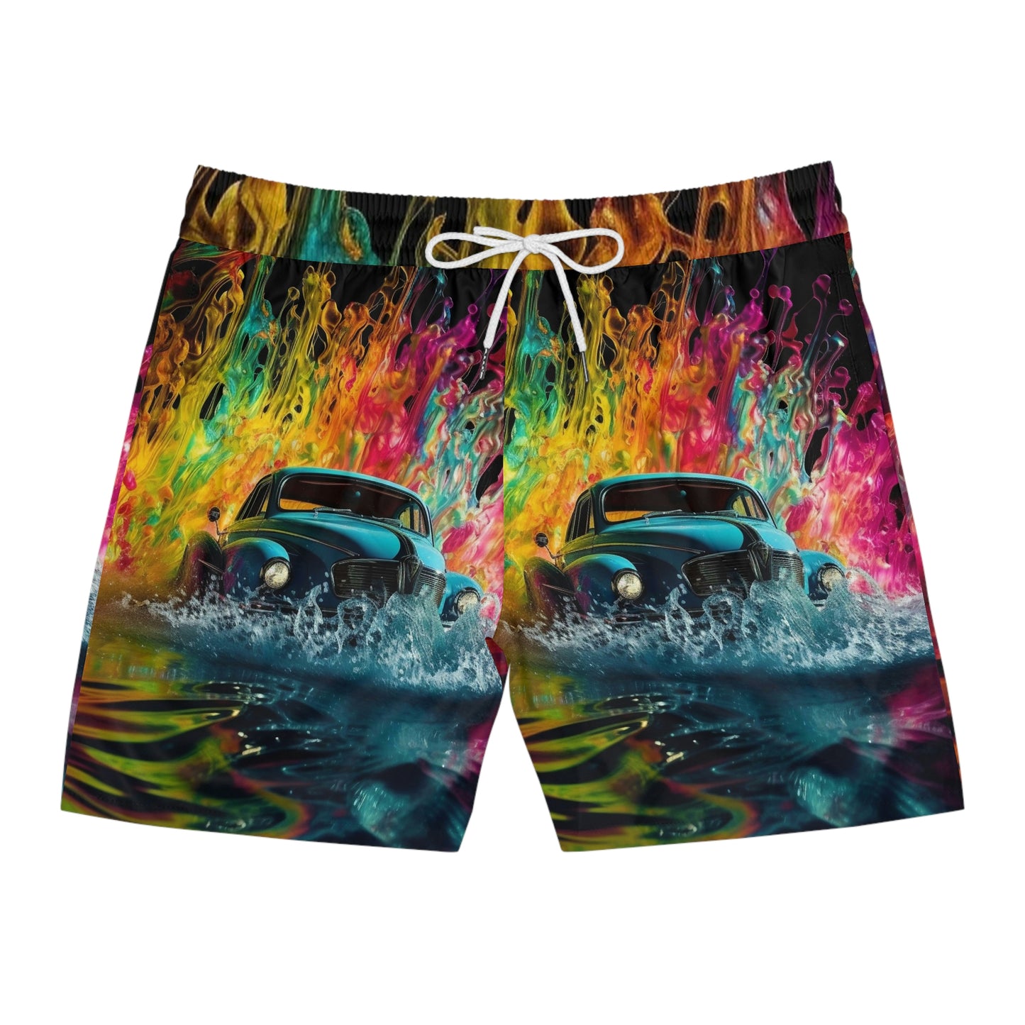 Men's Mid-Length Swim Shorts (AOP) Hotrod Water 1