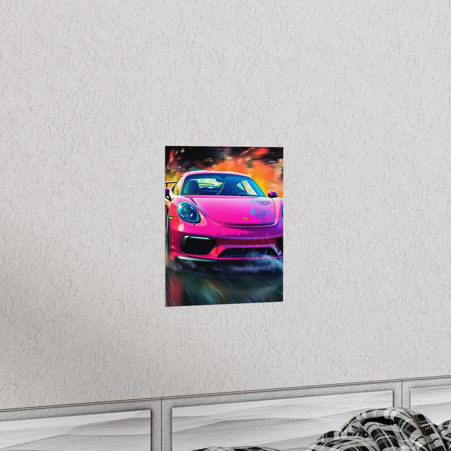 Premium Matte Vertical Posters Pink Porsche water fusion 4