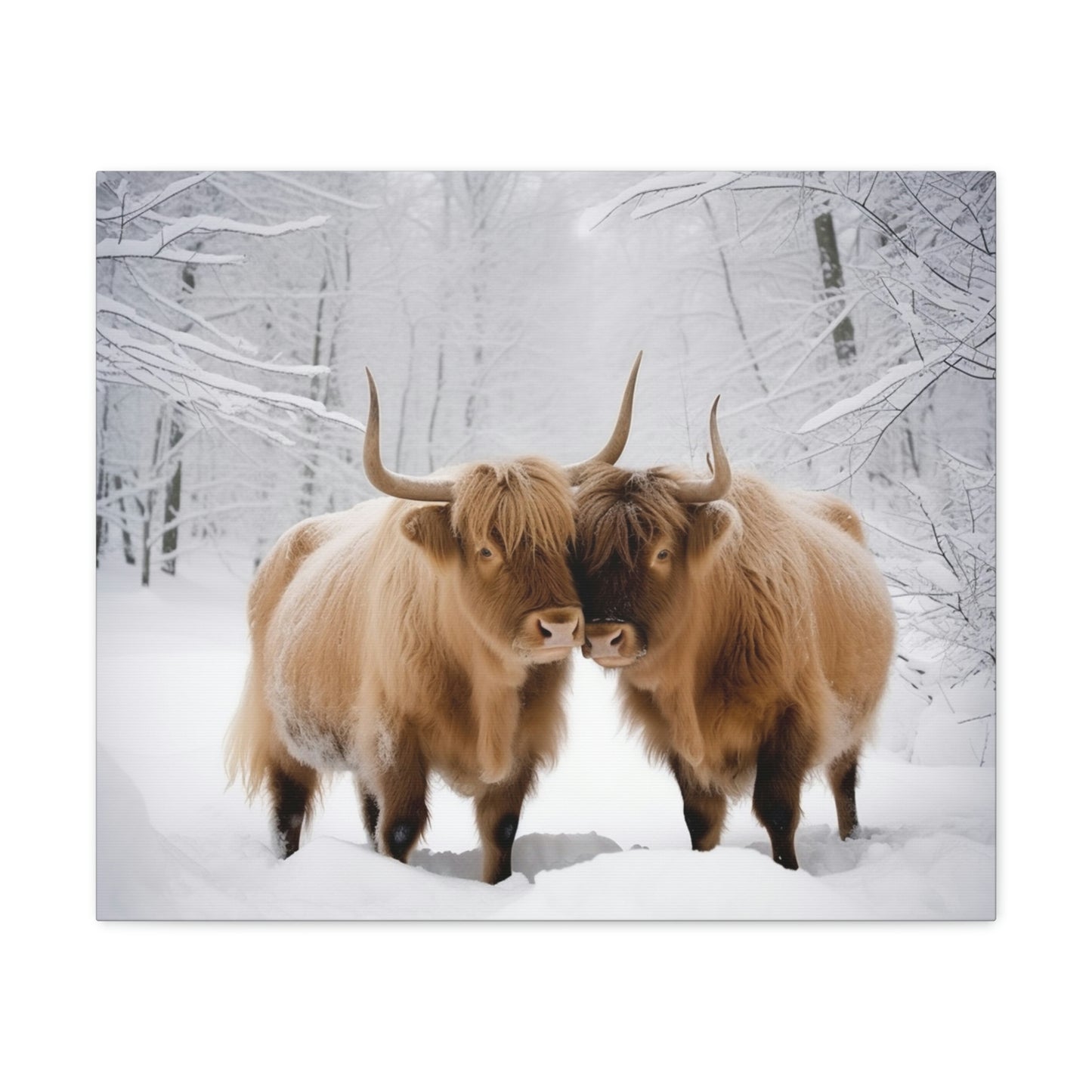 Canvas Gallery Wraps Long Haired Cow snow 1