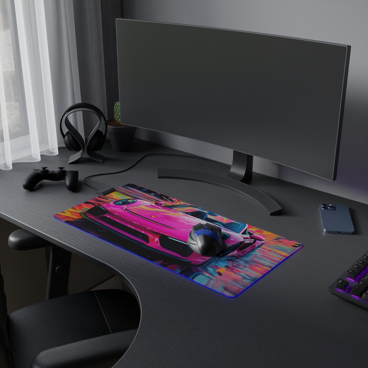 LED Gaming Mouse Pad Pink Porsche water fusion 2