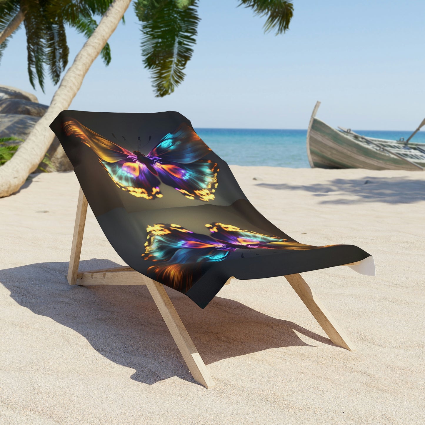 Beach Towel Colorful Butterfly Fluttering 1