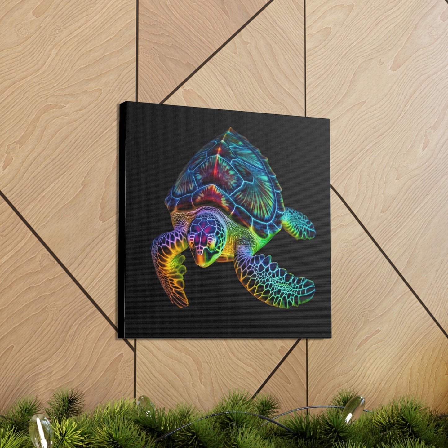 Canvas Gallery Wraps Neon Sea Turtle 1