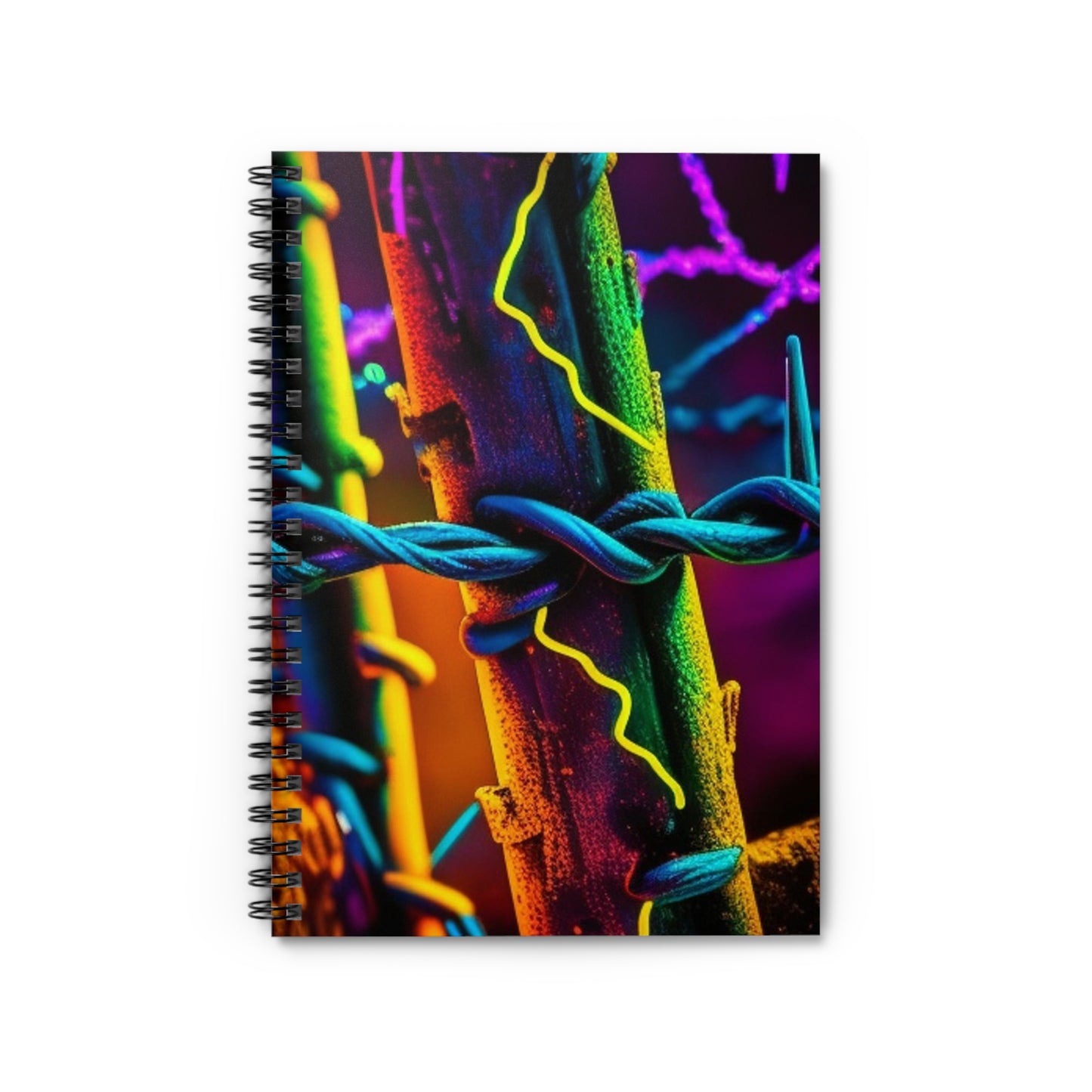 Spiral Notebook - Ruled Line Macro Neon Barb 2
