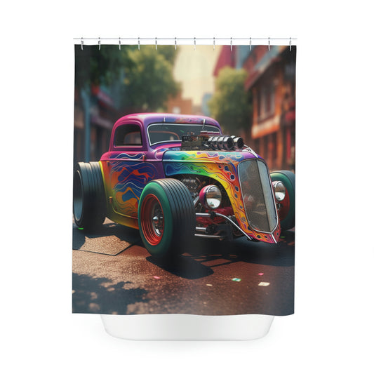 Polyester Shower Curtain Hyper colorful Hotrod 1