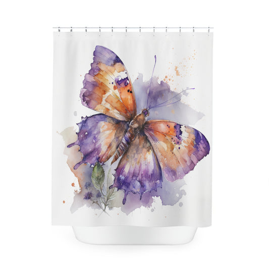 Polyester Shower Curtain MerlinRose watercolor butterfly 2