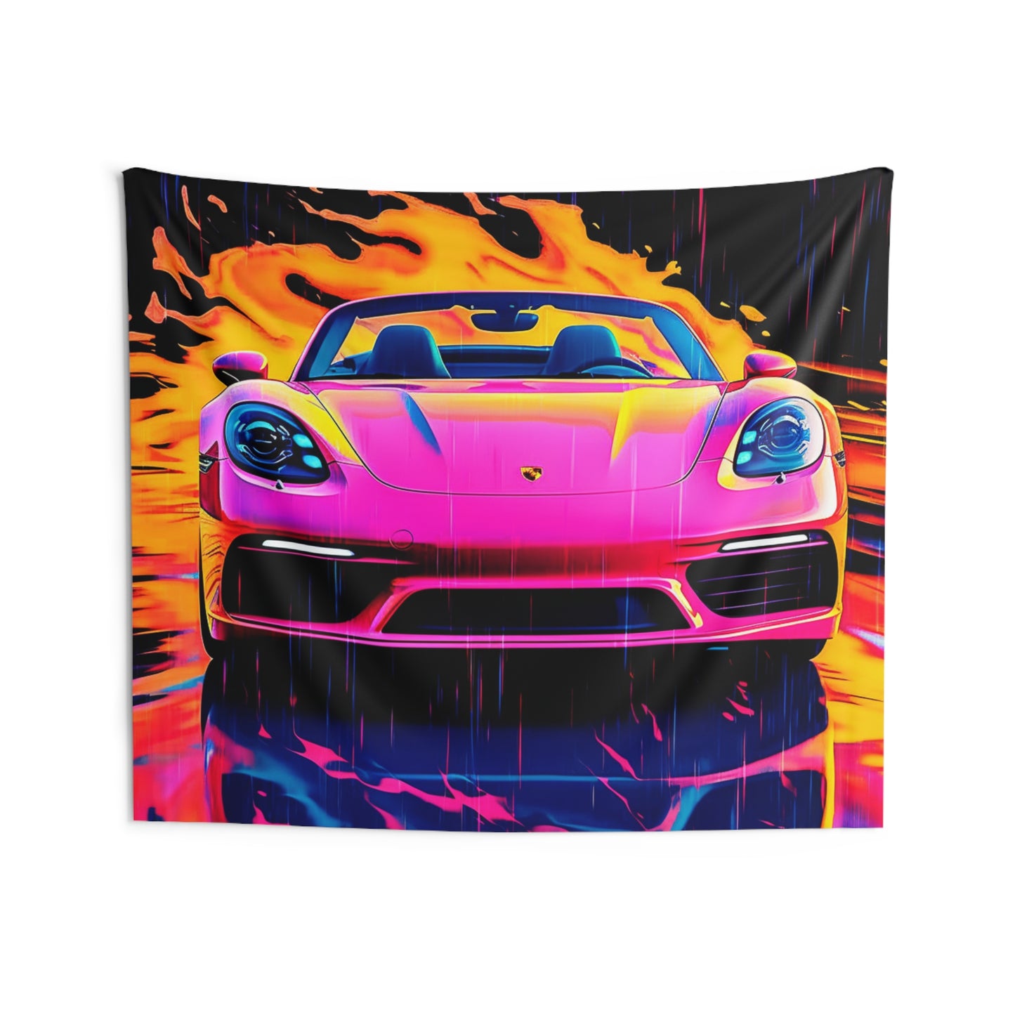 Indoor Wall Tapestries Pink Porsche water fusion 1