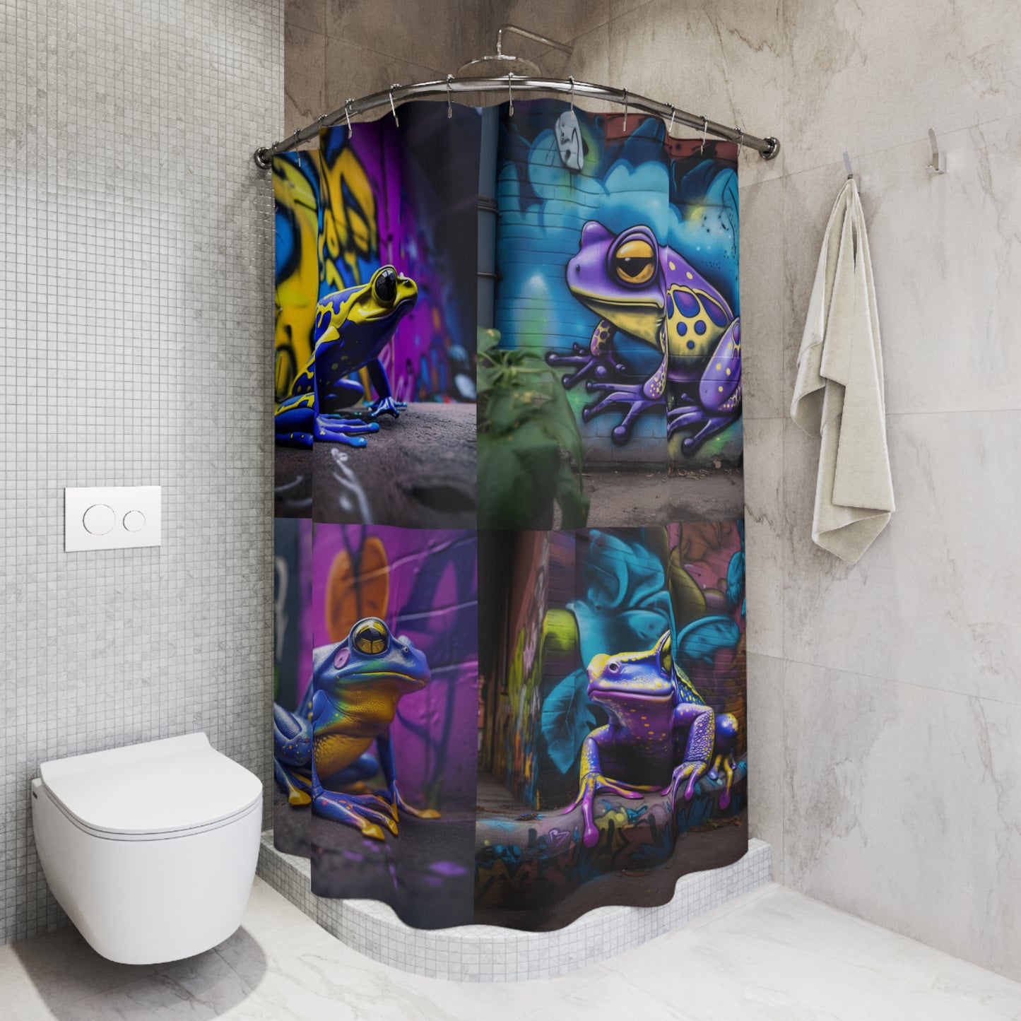Polyester Shower Curtain dart frog street art 4 pack