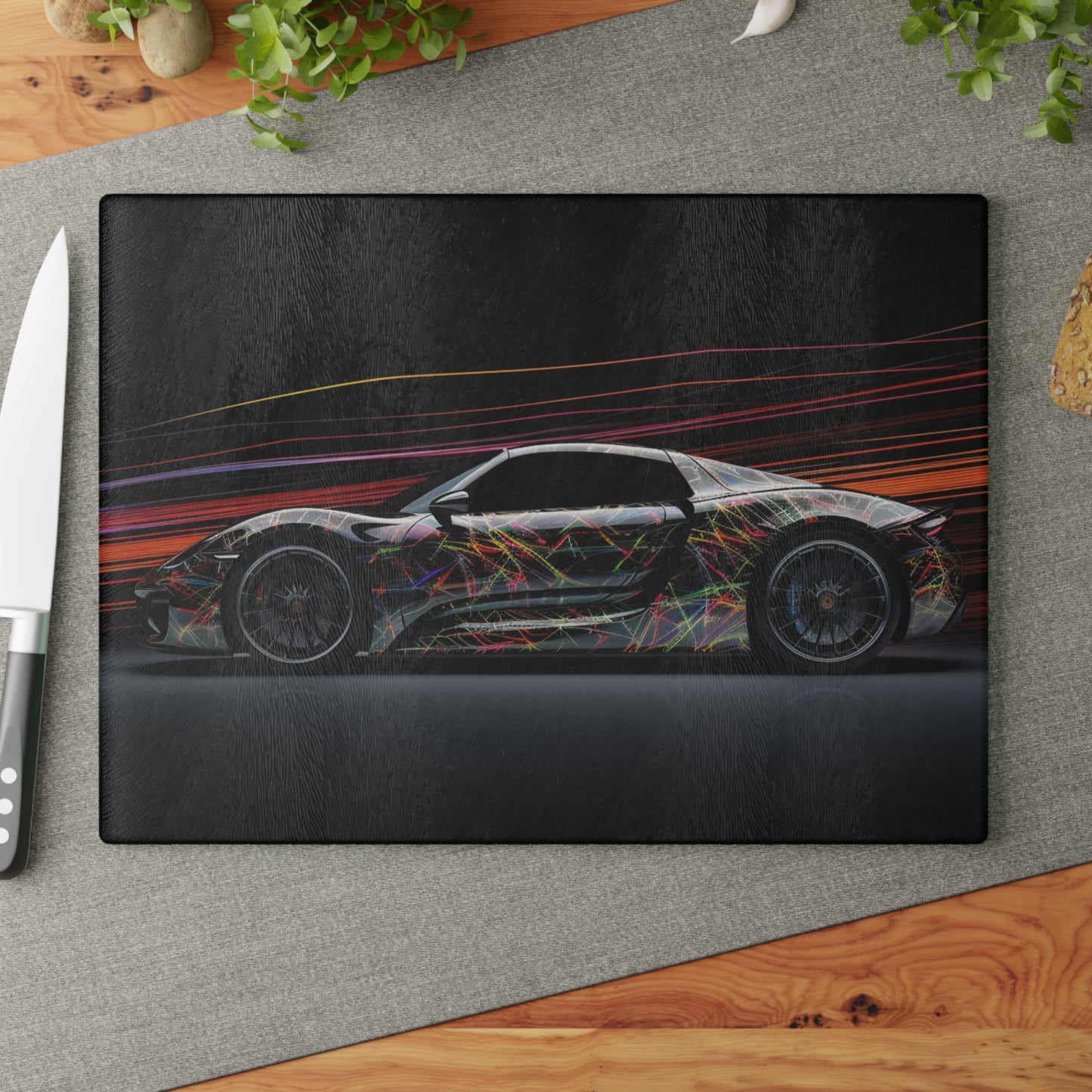 Glass Cutting Board Porsche Line 4