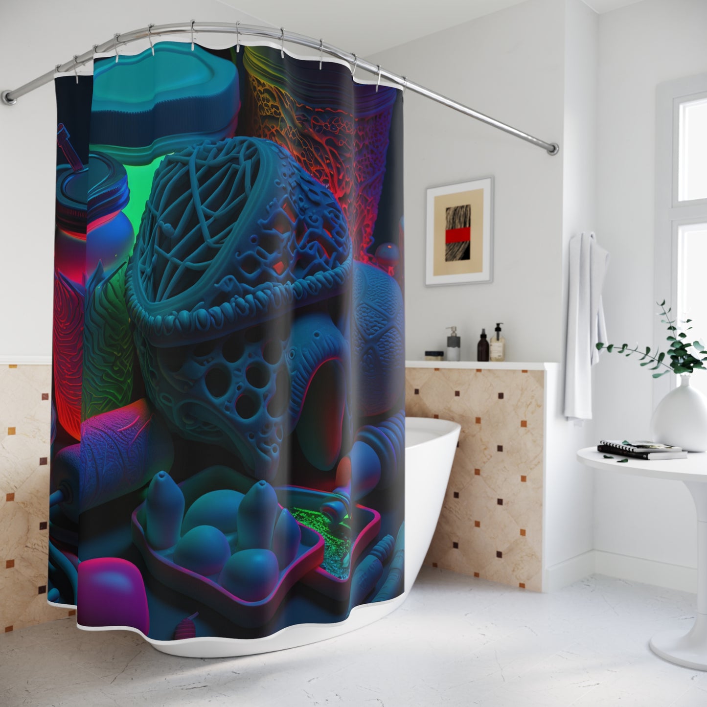 Polyester Shower Curtain Neon Glow 1