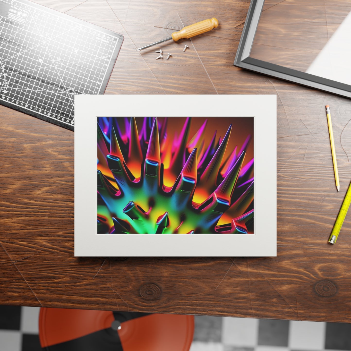 Fine Art Prints (Passepartout Paper Frame) Macro Neon Spike 2