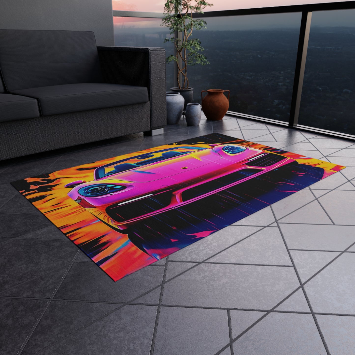 Outdoor Rug  Pink Porsche water fusion 1