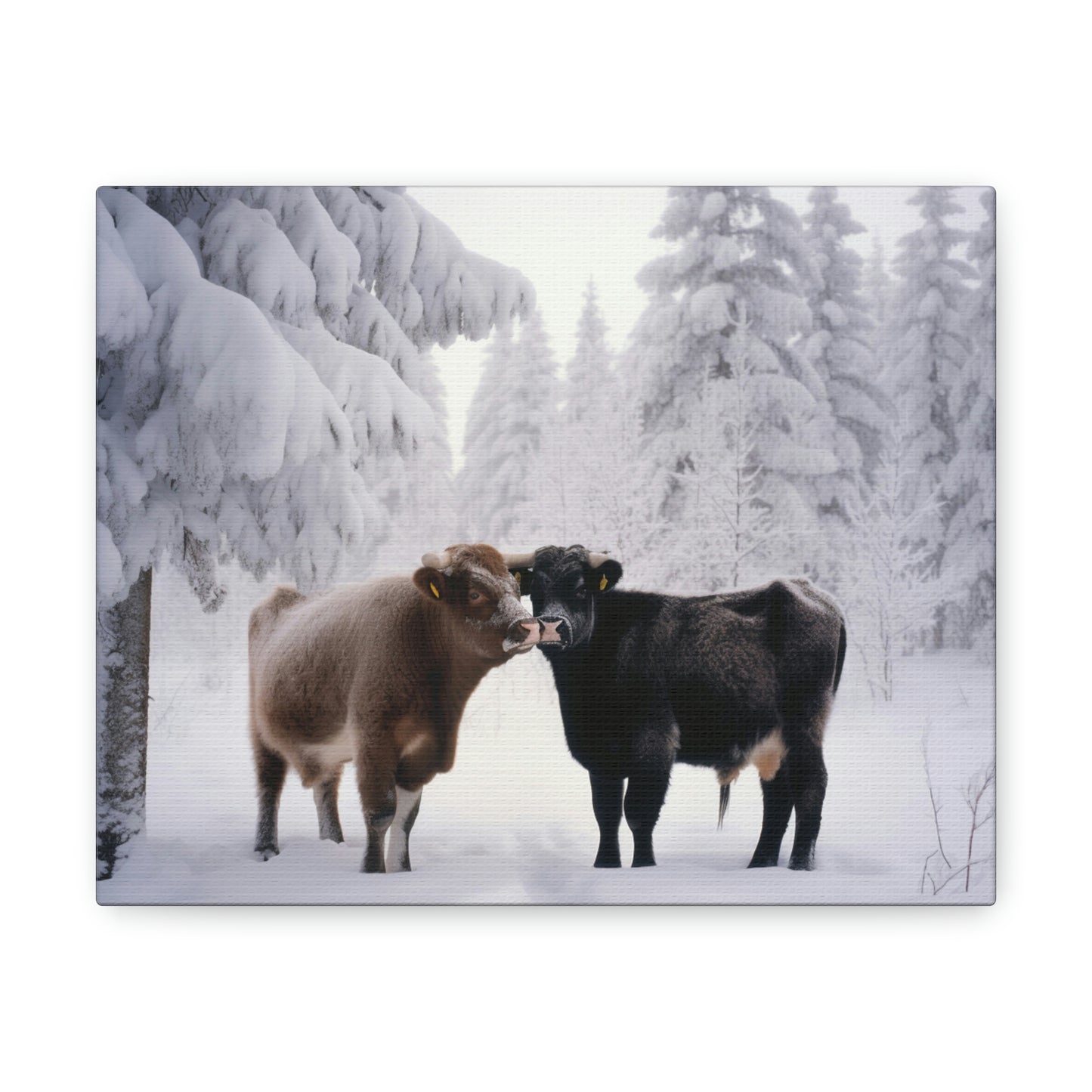 Canvas Gallery Wraps Long Haired Cow snow 3