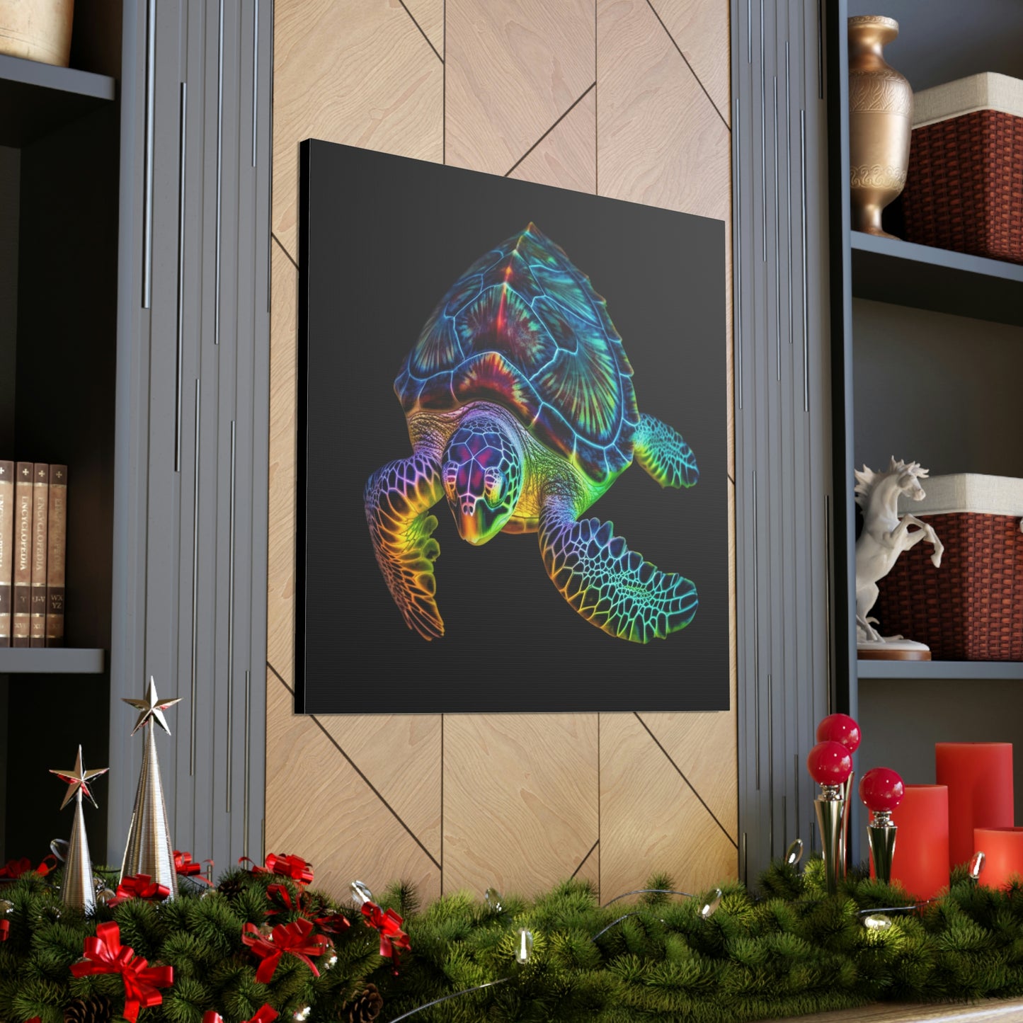 Canvas Gallery Wraps Neon Sea Turtle 1