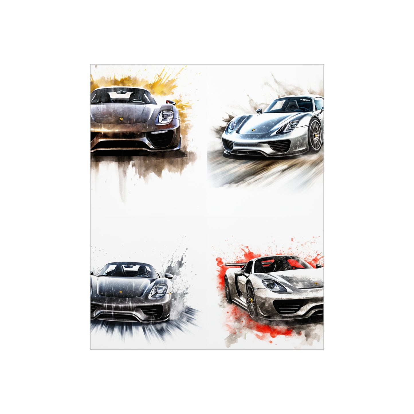 Premium Matte Vertical Posters 918 Spyder white background driving fast with water splashing 5