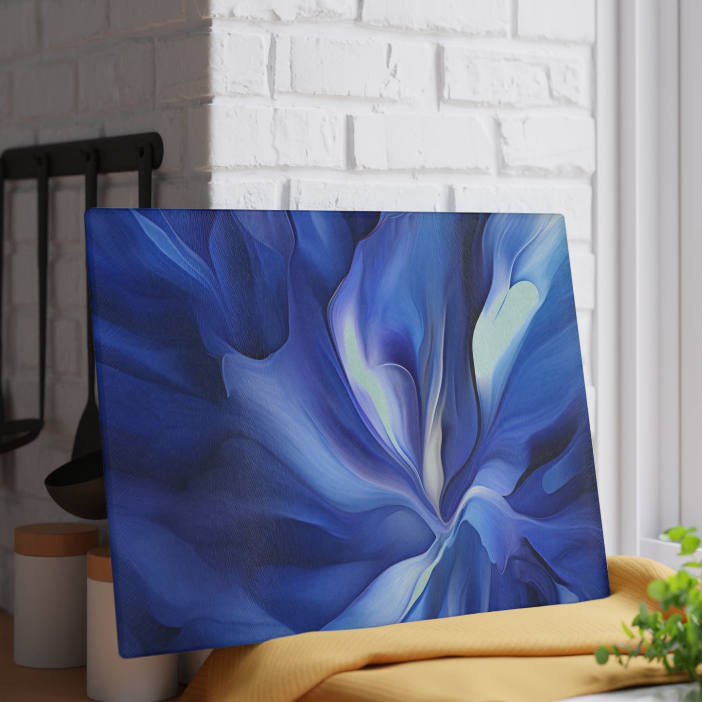 Glass Cutting Board Abstract Blue Tulip 3