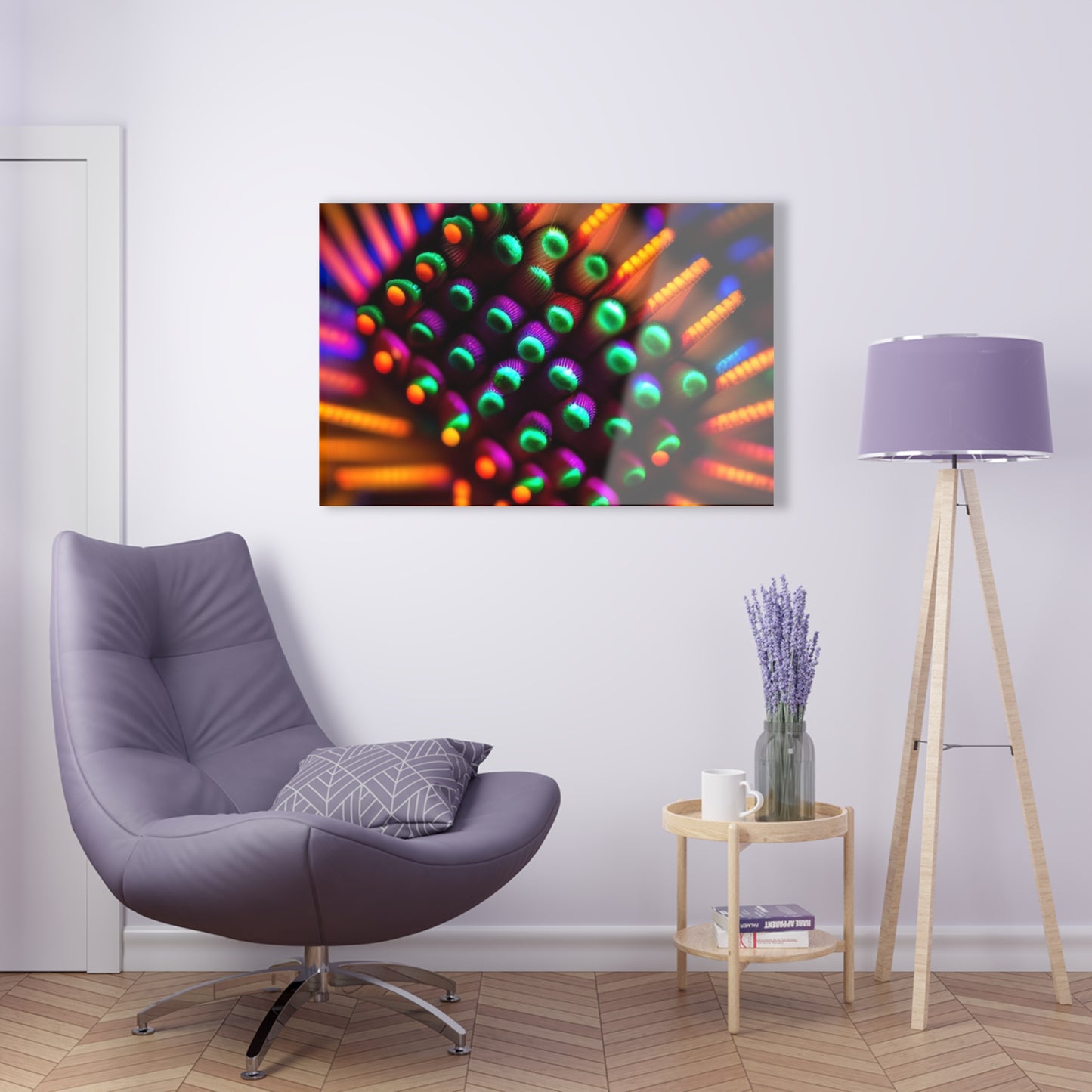 Acrylic Prints Macro Cactus neon square 3