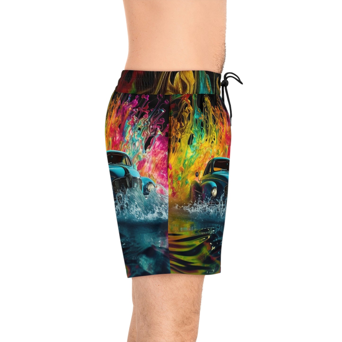 Men's Mid-Length Swim Shorts (AOP) Hotrod Water 1