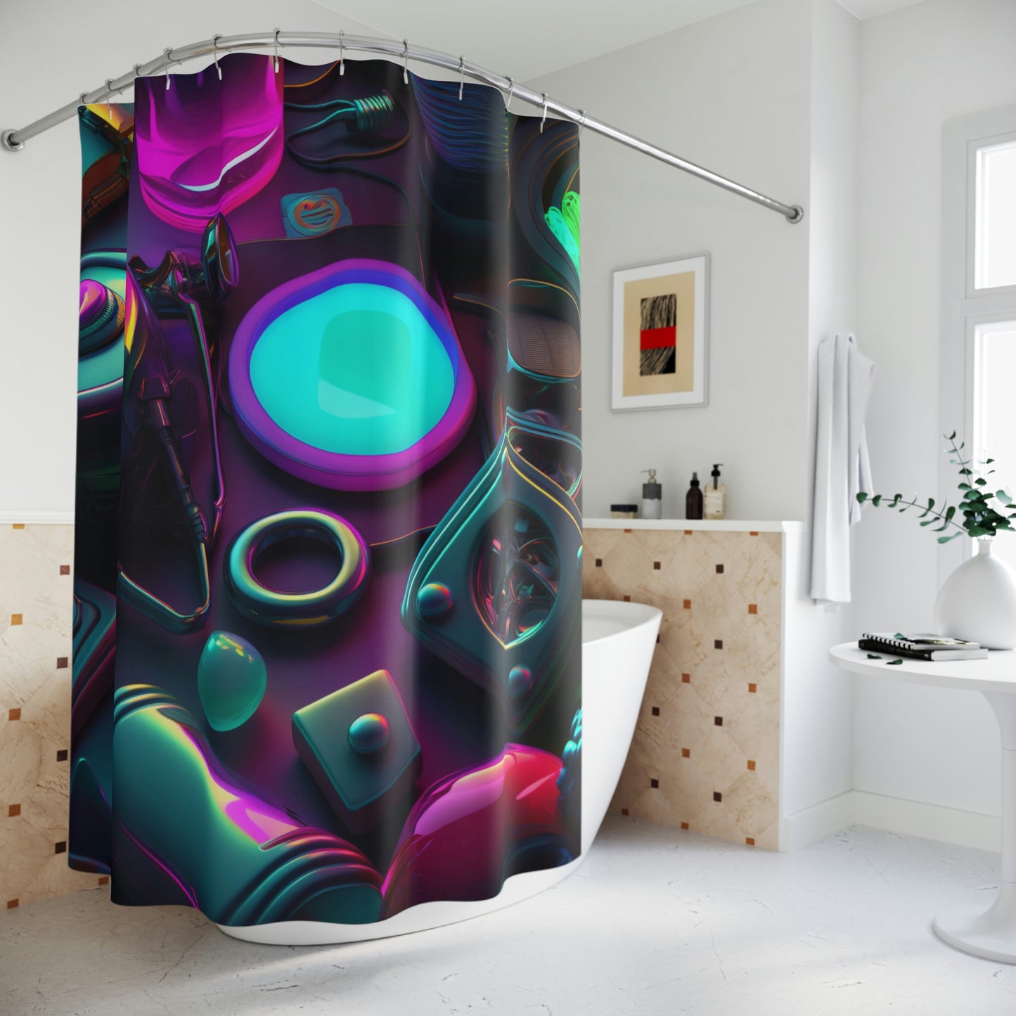 Polyester Shower Curtain neon glow 4