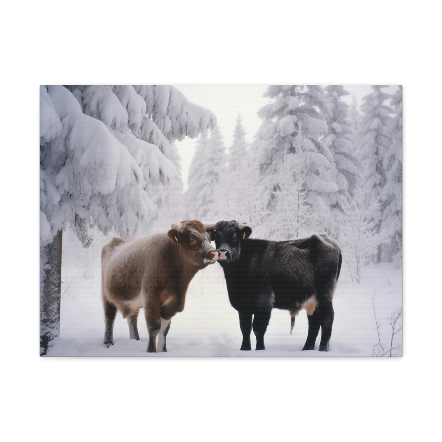 Canvas Gallery Wraps Long Haired Cow snow 3