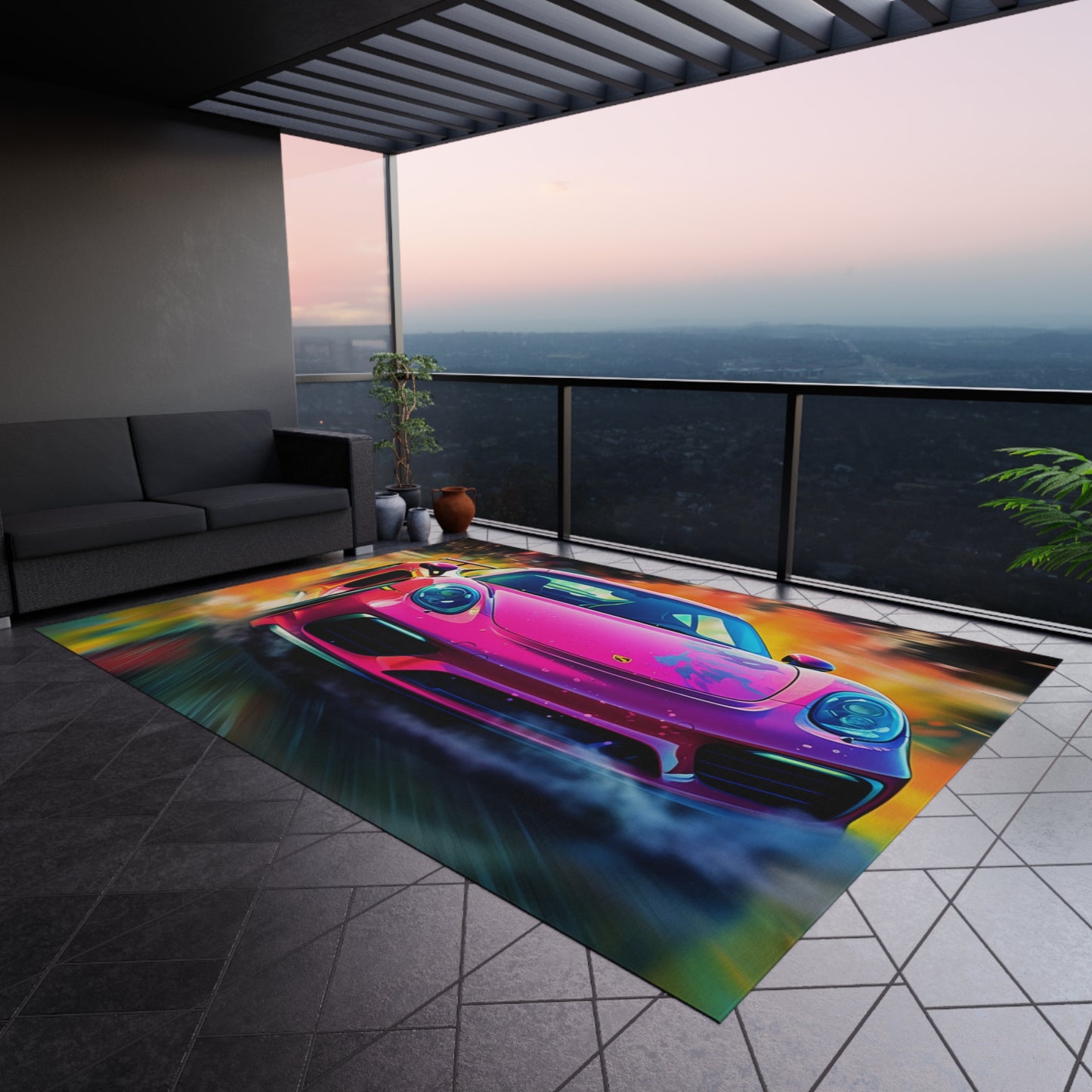 Outdoor Rug  Pink Porsche water fusion 4