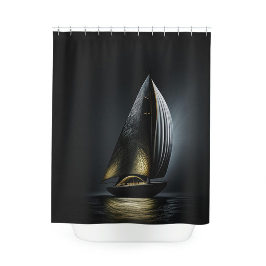 Polyester Shower Curtain glow sailboat 1