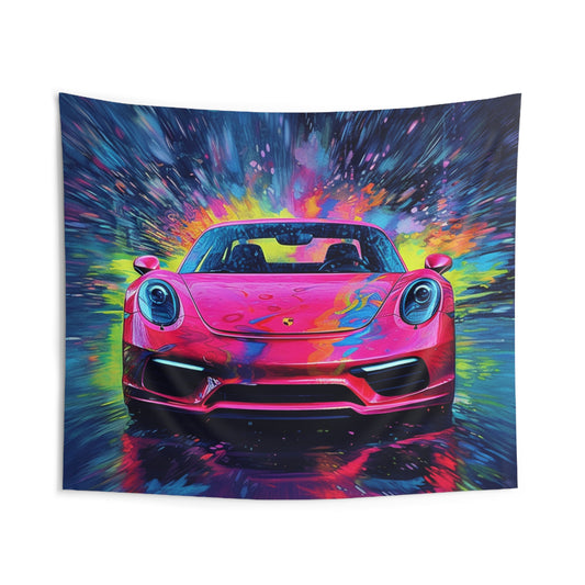 Indoor Wall Tapestries Pink Porsche water fusion 3