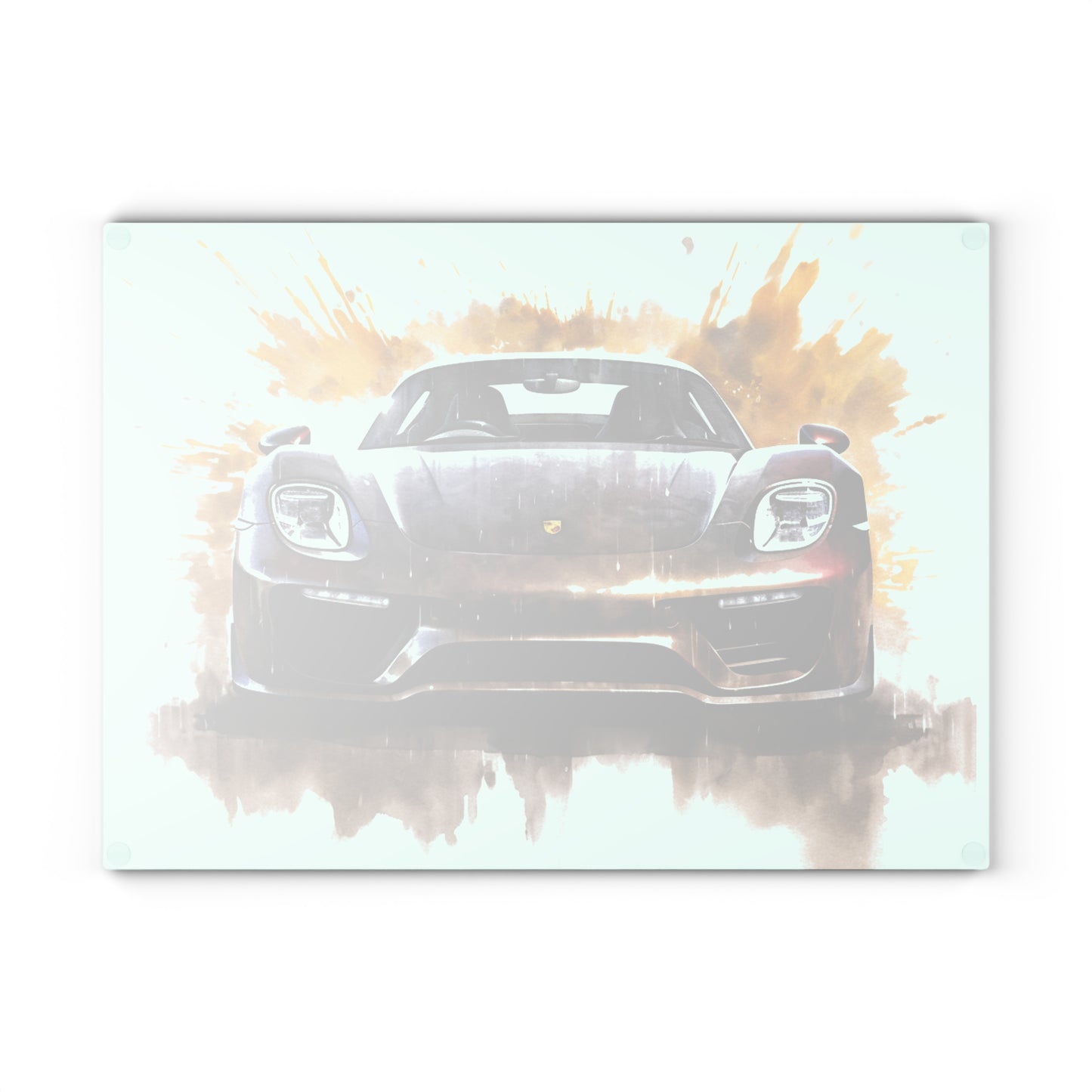 Glass Cutting Board 918 Spyder white background driving fast with water splashing 1