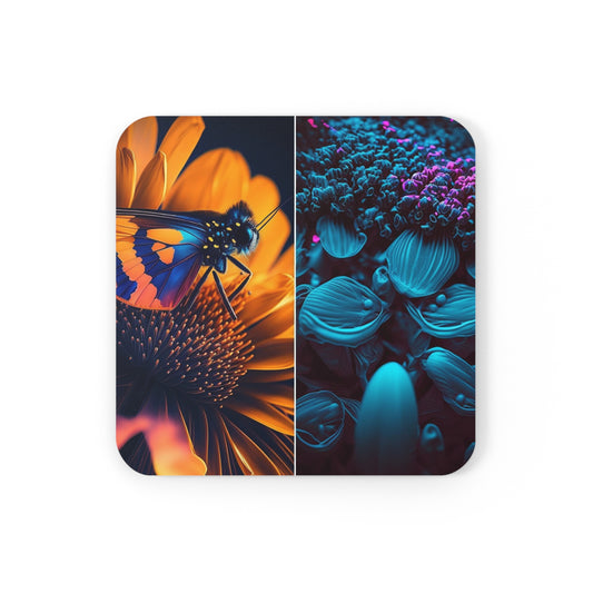 Cork Back Coaster Macro Reef Florescent 1